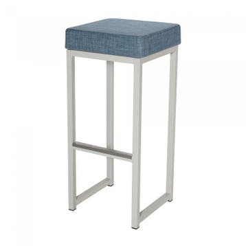Barkruk Kubo Bar | Staal/Linnen | Blauw/Wit | 2 stuks, Verzenden, Nieuw in verpakking