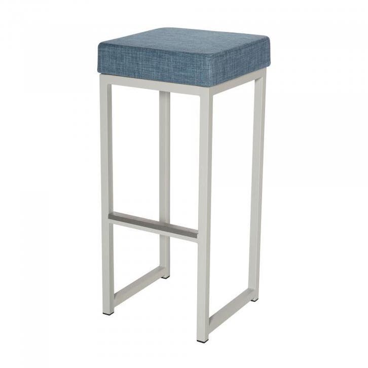 Barkruk Kubo Bar | Staal/Linnen | Blauw/Wit | 2 stuks, Zakelijke goederen, Horeca | Keukenapparatuur, Verzenden