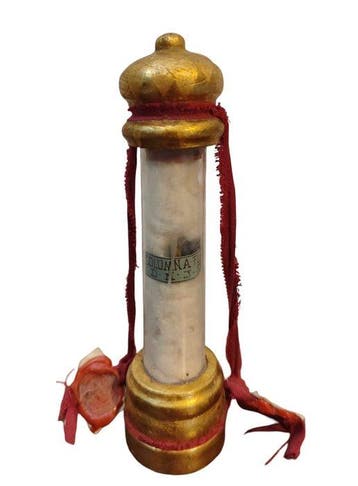 Reliekhouder - Hout, Glas, Textiel - 1850-1900 - Kolom van