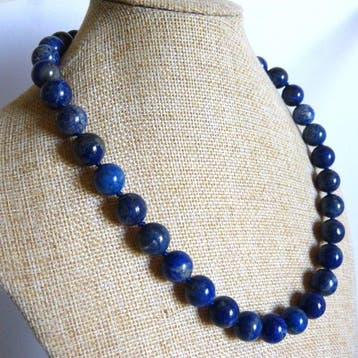 Prachtige halsketting van Afghaans lapis lazuli - 45 cm- 100