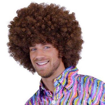 Afro Pruik bruin, Verzenden, Nieuw, Feestartikel