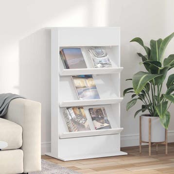 vidaXL Tijdschrift Rek met plank Wit 70 x 41 x 126 cm, Huis en Inrichting, Woonaccessoires | Cd- en Dvd-rekken, Verzenden, Nieuw