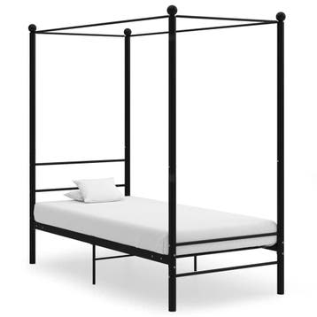 Hemelbed 90x200 Zwart | Retourdeal 35% Korting, Huis en Inrichting, Slaapkamer | Bedden, 90 cm, Eenpersoons, Zwart, Ophalen of Verzenden
