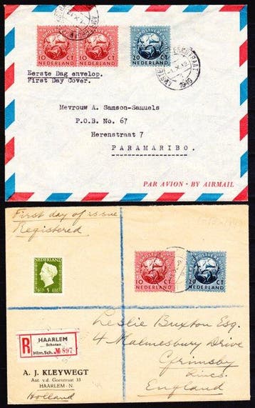 Nederland 1949 - 2 Voorloper FDCs Wereldpostvereniging, Gestempeld