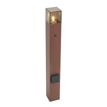 Industrieel buiten paaltje roestbruin met smoke glas 70cm, Verzenden, Nieuw, Aluminium