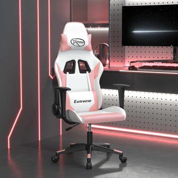 vidaXL Massage gamestoel kunstleer wit en roze, Verzenden, Nieuw, Roze