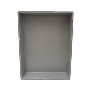 Stapelbak 800x600x120 mm, euronorm, met oplegdeksel, grijs, Ophalen of Verzenden, Gebruikt