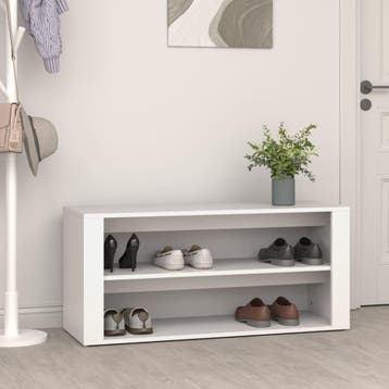 vidaXL Schoenenrek 100x35x45 cm bewerkt hout wit, Huis en Inrichting, Verzenden, Nieuw