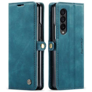 CaseMe book case leer - Samsung Galaxy Z Fold 4 - blauw, Verzenden, Nieuw