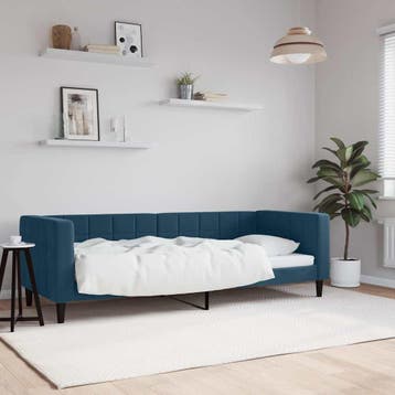 Slaapbank 80x200 fluweel blauw - 48% korting, Eenpersoons, Blauw, Ophalen of Verzenden, Zo goed als nieuw