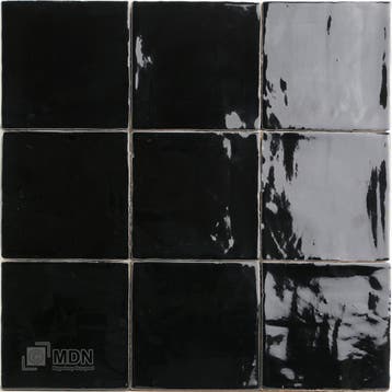 Handvorm tegels oud hollandse witjes zwart hoogglans 13x13 c, Verzenden, Nieuw