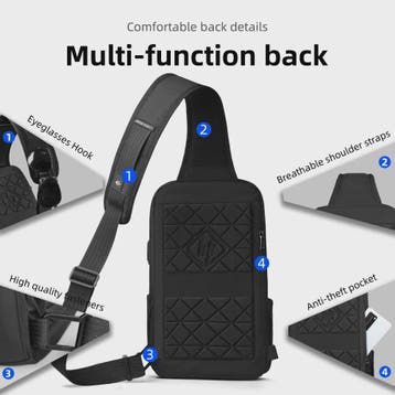 Waterdichte Heren Crossbody Tas met USB Laadpoort - Anti-die, Verzenden, Nieuw
