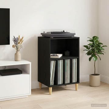 vidaXL Draaitafelstand Zwart eiken 47 x 39,5 x 74,5 cm, Huis en Inrichting, Verzenden, Nieuw