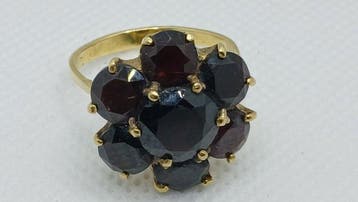 Ring - 18 karaat Geel goud Granaat - Granaat, Nieuw
