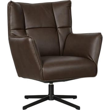 Leren draaifauteuil Lovely - Granada Chocolate (bruin), Nieuw, Ophalen of Verzenden, 75 tot 100 cm, Eigentijds, Modern, Retro, Vintage