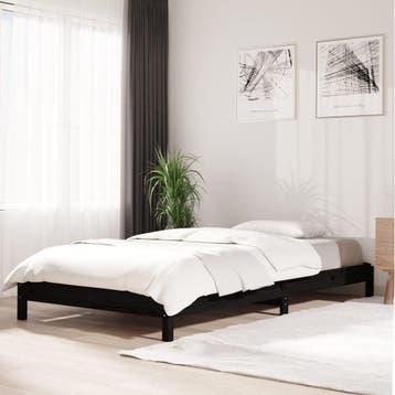 vidaXL Bed stapelbaar 75x190 cm massief grenenhout zwart, Eenpersoons, Verzenden, Zwart, Nieuw