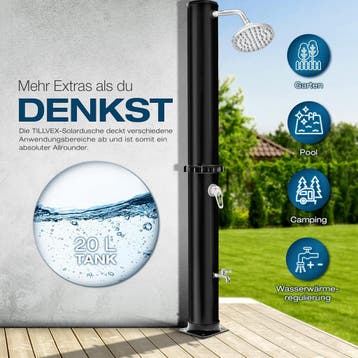 Buitendouche - Tuindouche - Zonneenergie - 20L - Zwart - Til, Verzenden, Zo goed als nieuw
