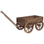 Bloembak In Houten Wagen Ontwerp, Plantenwagen Met Handvat,, Verzenden