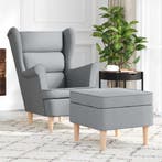 vidaXL Fauteuil met voetenbankje stof lichtgrijs, Huis en Inrichting, Fauteuils, Verzenden, Nieuw
