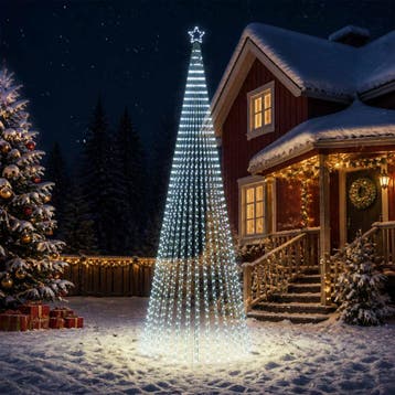 vidaXL LED Kerstboom EKENAS 500 cm 1524 LEDs Koel wit Staal, Verzenden, Nieuw