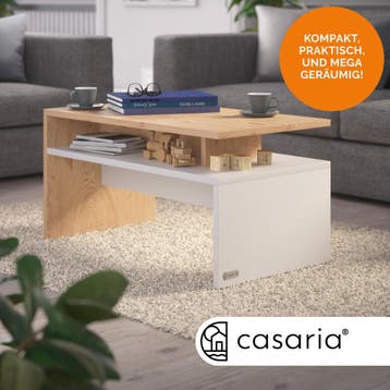Salontafel Sacramento Wit/Eik 95x55x50cm (Meubelen), Verzenden
