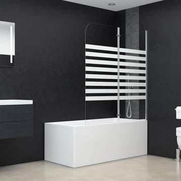 vidaXL Badwand gestreept 120x140 cm gehard glas, Verzenden, Nieuw