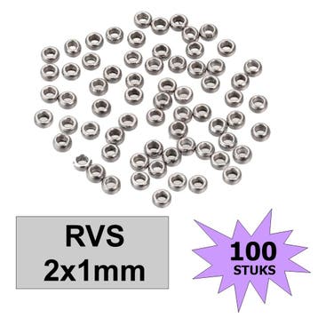 Fako Bijoux - Knijpkralen - Crimp Beads - RVS - Stainless, Verzenden, Nieuw