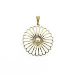 Gouden bloem hanger met parel (Hanger of bedel), Ophalen of Verzenden, Gebruikt, Goud, Overige merken