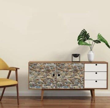 Plakfolie oude muur, oude stenen tegelwand decoratiefolie, Nieuw