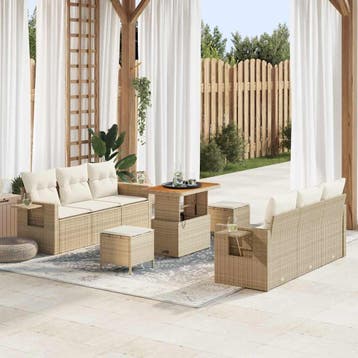 vidaXL Tuin Sofa Set Beige poly rattan, Verzenden, Nieuw, Rotan