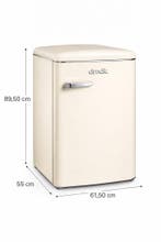 dmdk DKC1 Tafelmodel Retro koelkast creme 5 jaar garantie, 85 tot 120 cm, 100 tot 150 liter, Nieuw, Ophalen of Verzenden