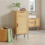 Badkamerkast Marhasa 92x40x30 cm eikenkleurig rotanlook en z, Verzenden, Nieuw