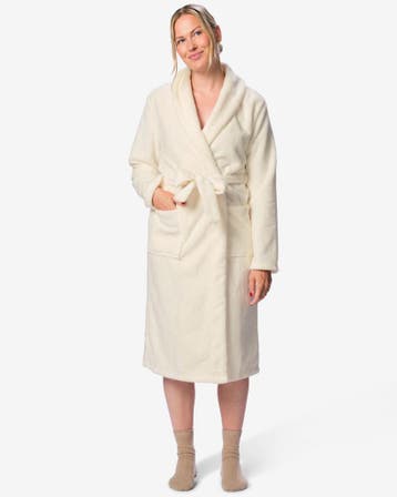 HEMA Damesbadjas fleece gebroken wit, Verzenden