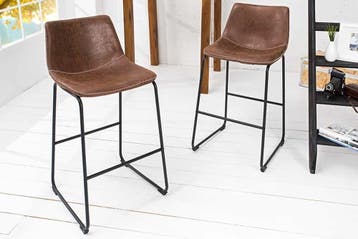 Design barstoel DJANGO vintage bruin met ijzeren frame -, Ophalen of Verzenden, Nieuw