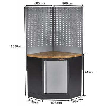 Hoekstuk garageserie met hardhouten werkblad en, Doe-het-zelf en Verbouw, Werkbanken, Ophalen of Verzenden, Nieuw