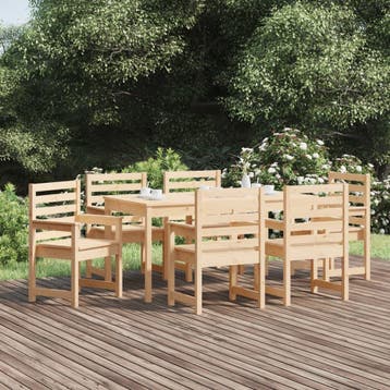 vidaXL 7-delige Tuinset massief grenenhout, Verzenden, Nieuw, 7 zitplaatsen, Tuinset