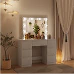 Kaptafel met LED Spiegel – Make-up Tafel met 7 Lades, Huis en Inrichting, Tafels | Kaptafels, Verzenden, Nieuw