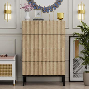 Commode - Dressoir - Ladekast - 60x34x92 cm - Naturel - UEV, Verzenden, Zo goed als nieuw