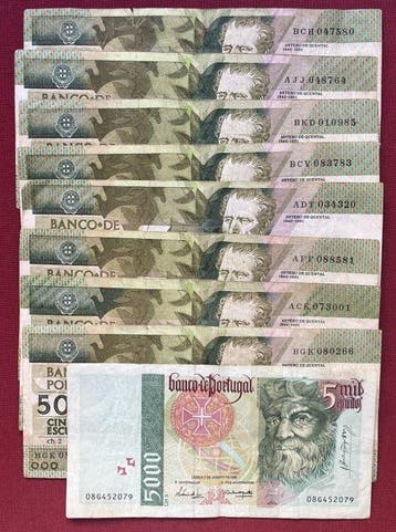 Portugal. - 9 x 5000 Escudos - various dates (Zonder