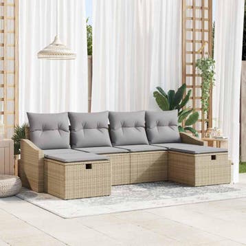 vidaXL Bankstel 6 st poly rattan, Verzenden, Nieuw, 6 zitplaatsen