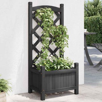 vidaXL Plantenbak met latwerk 40x30x90 cm massief vurenhout, Verzenden, Minder dan 60 cm, Nieuw, 60 cm of meer