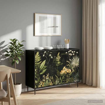 vidaXL Dressoir RHENEN Zwart eiken 102 x 33 x 76 cm Bewerkt, Verzenden, Nieuw, Overige houtsoorten, Minder dan 50 cm