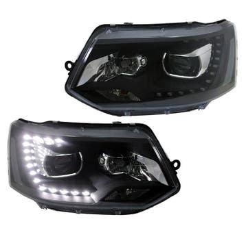 Koplampen VW T5 bus 09-15 LED Dagrijverlichting Zwart, Ophalen of Verzenden, Nieuw