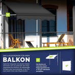 Klemluifel - zonnescherm balkon - breedte 150 cm - grijs /, Tuin en Terras, Zonneschermen, Verzenden, Nieuw
