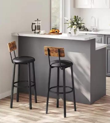 Set van 2 Barkrukken – Industrieel PU-Leder &amp; Staal, 75 cm, Verzenden, Nieuw