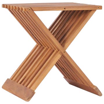 vidaXL Kruk inklapbaar 40x32x45 cm massief teakhout, Verzenden, Nieuw, Bruin