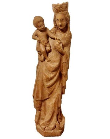Beeld - Madonna met Kind - Handgesneden - 60 cm - Hout -