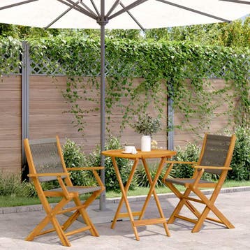 vidaXL 3-delige Bistroset polypropeen en massief hout grijs, Verzenden, Nieuw, Hardhout