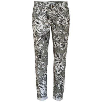 Cambio • grijze jeans Pina bloemen • 34, Cambio, Verzenden, Nieuw, Grijs