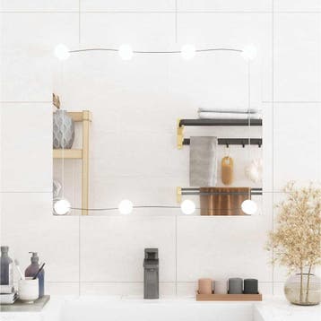 vidaXL Wandspiegel met LEDs rechthoekig 50x60 cm glas, Verzenden, Nieuw